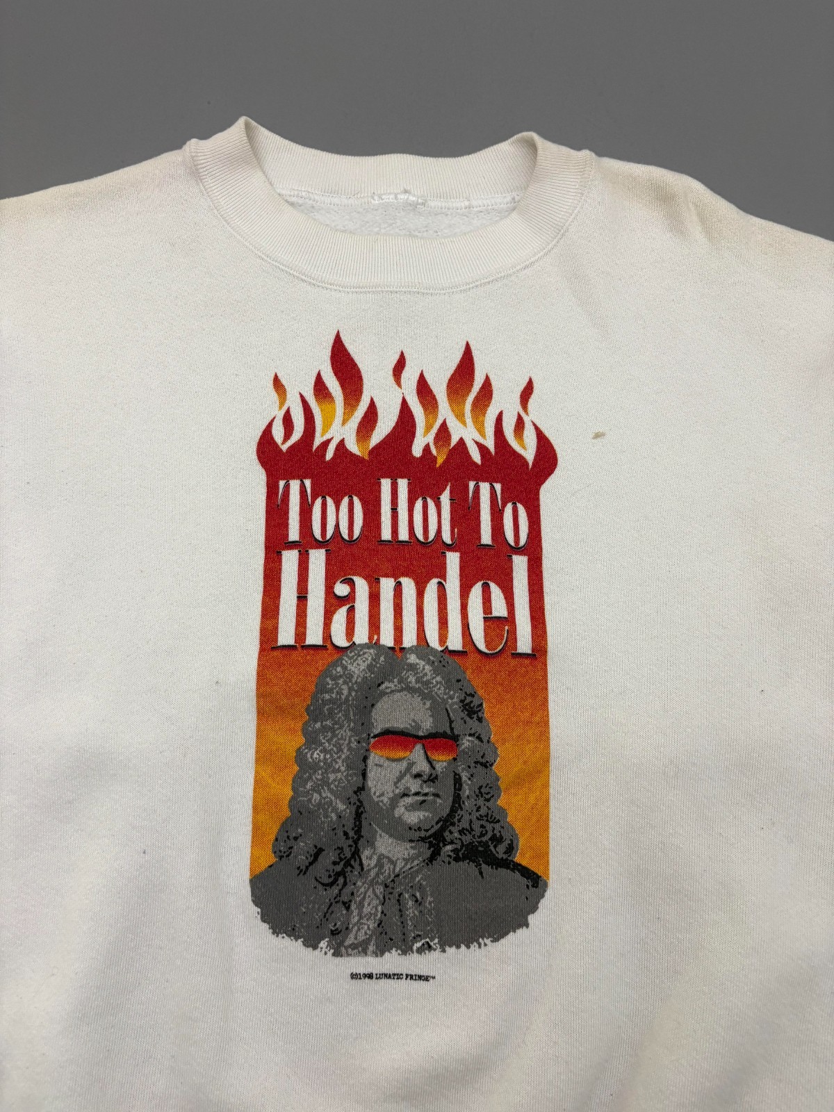 Vintage 90s Too Hot To Handel Sweatshirt Graphic Print Classic Music