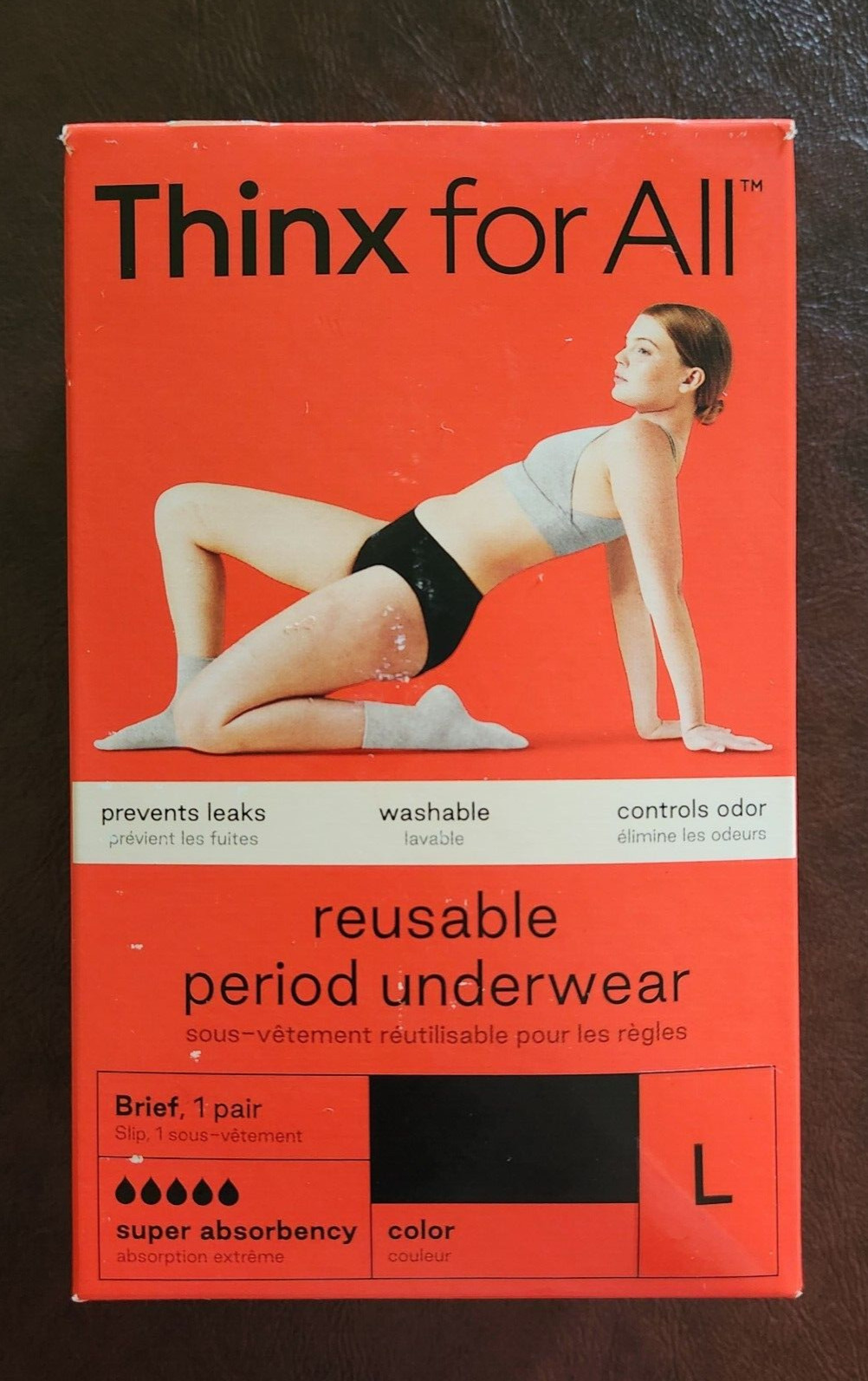 THINX for All Period Underwear, Black, large NIB