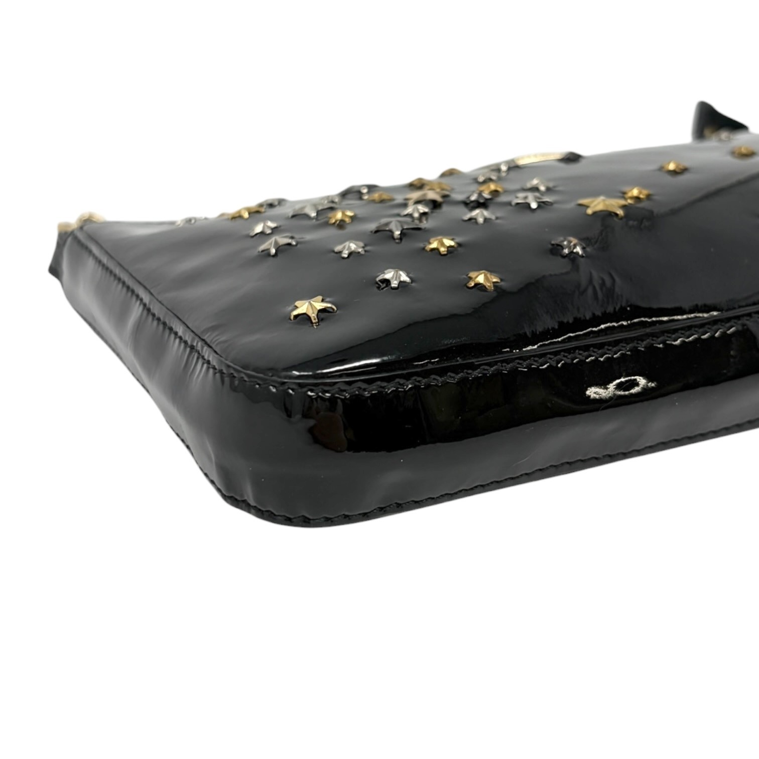 FENDI Vintage FF Logo Star Studs Mini Chain Shoulder Bag Black Gold 902276