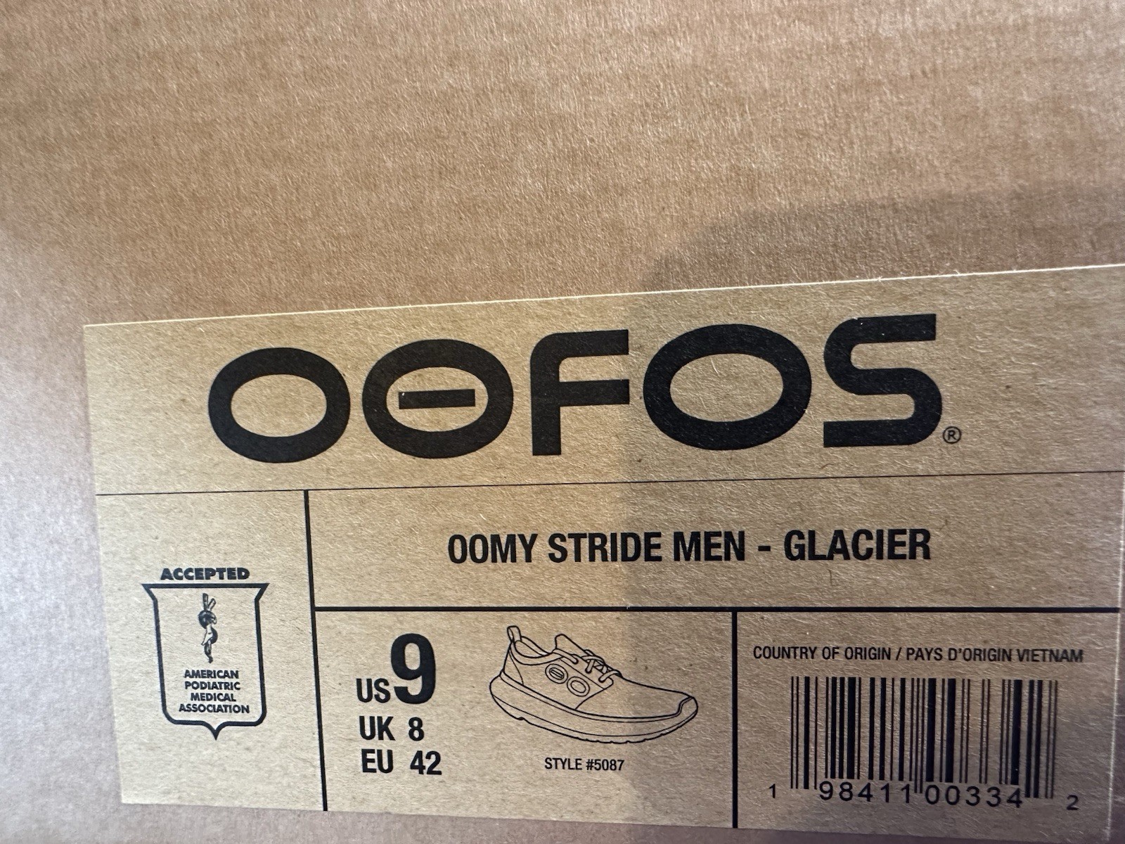 Oofos Oomy Stride Men’s sz 9 Glacier $160 MSRP