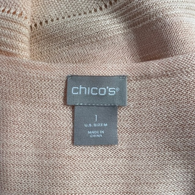 Chico’s Pale Peach U Neckline Sleeveless Tank Size M Polyester & Cotton