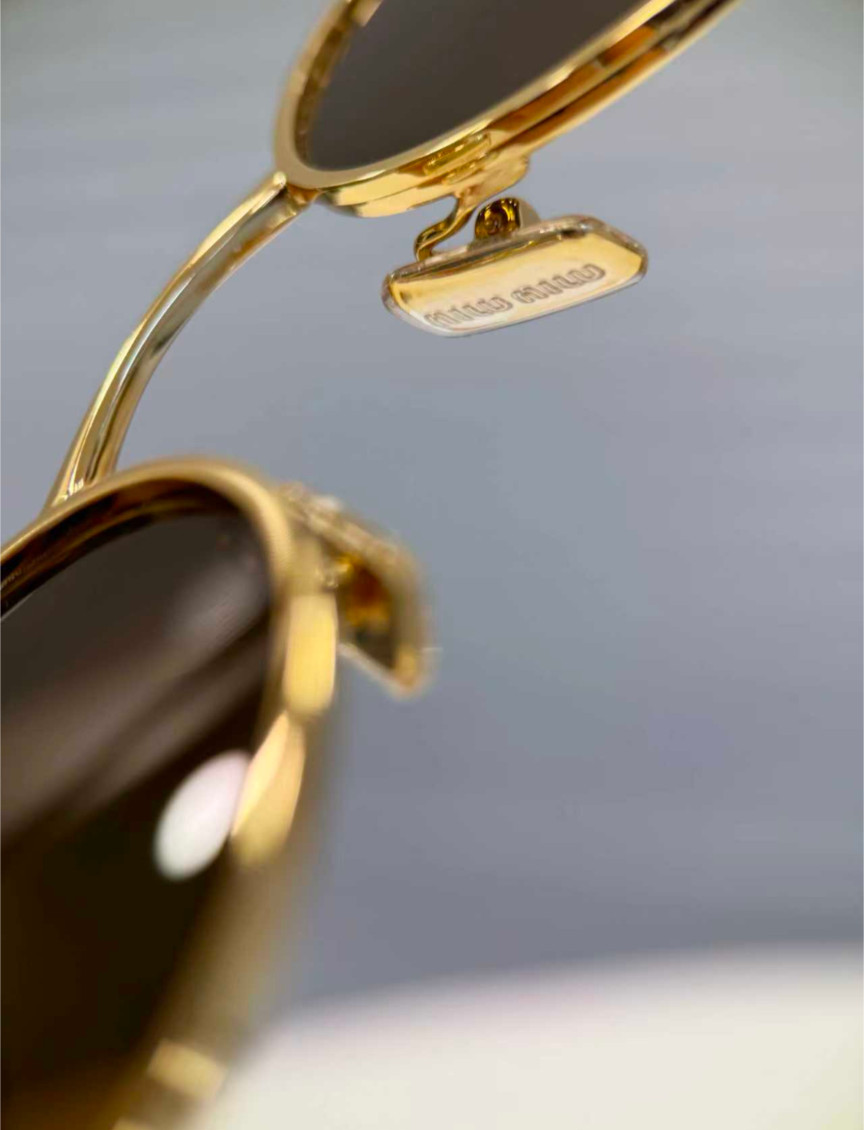 Miu Miu SMU 52YS Brass Gold/Dark Brown Logo Sunglasses 54-21-125mm New