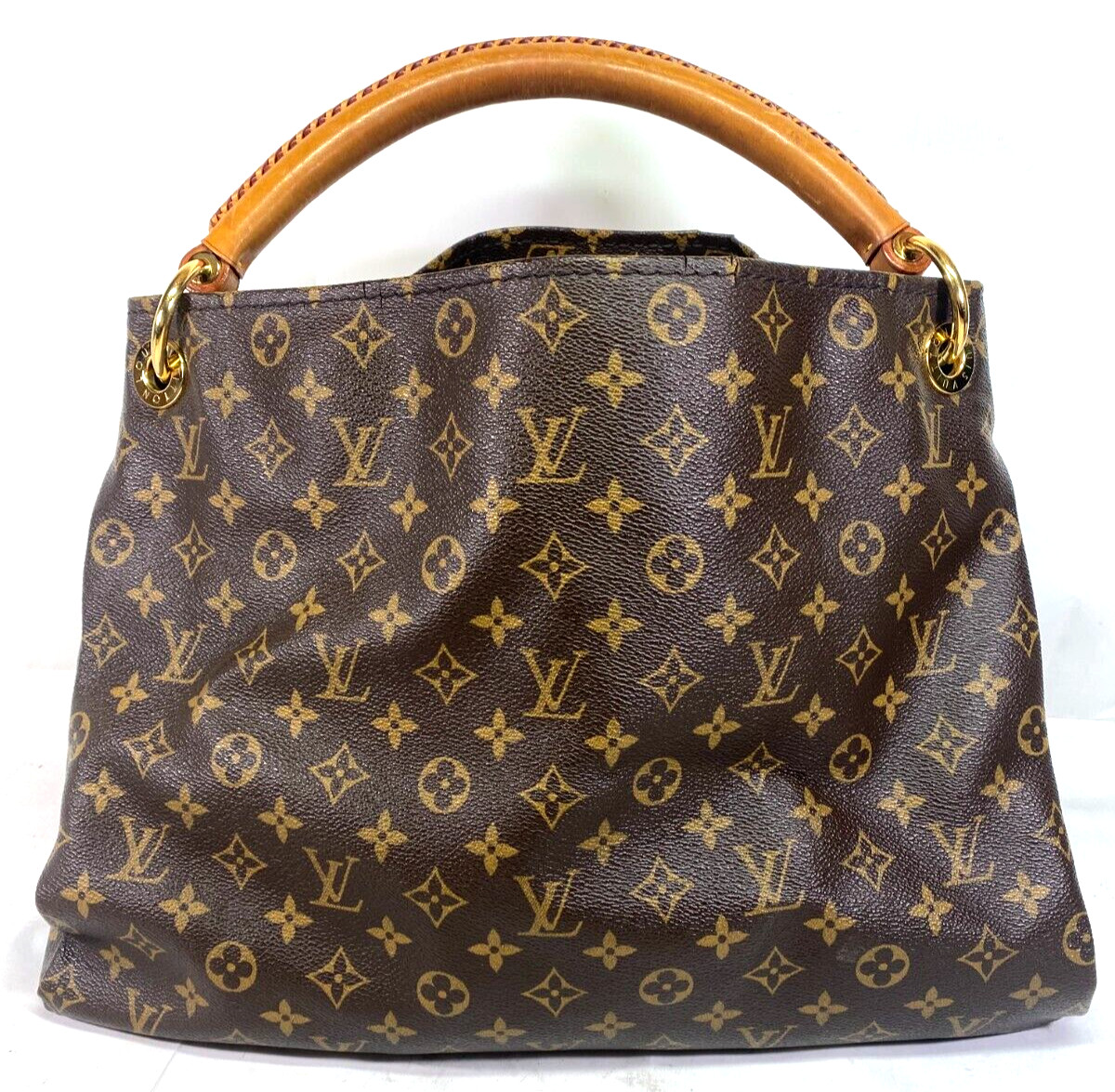 Louis Vuitton Artsy LV Monogram Hobo MM Leather & Canvas Shoulder Tote Handbag