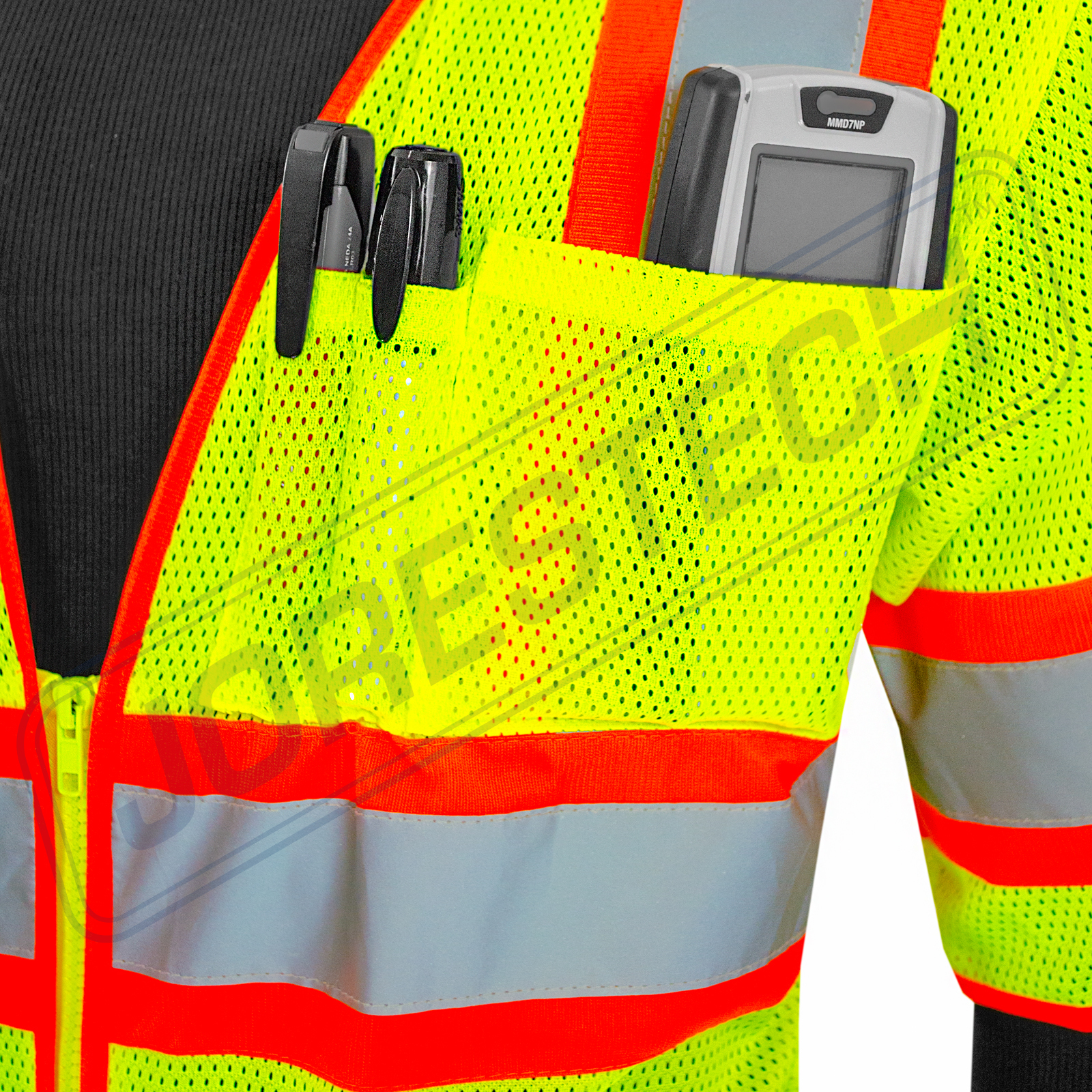 Hi Vis Safety Vest Reflective Sleeved Work ANSI Class 3, Pockets, Jorestech