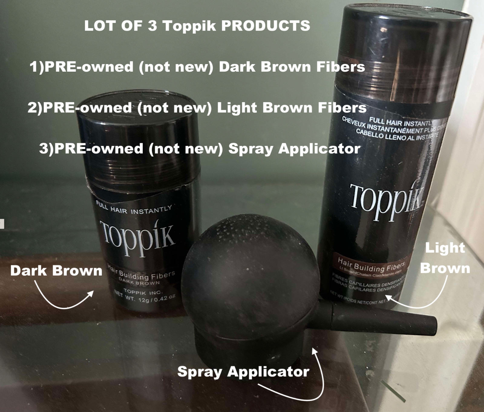 Dark Brown TOPPIK Light Brown TOPPIK And Applicator Toppik Set of 3