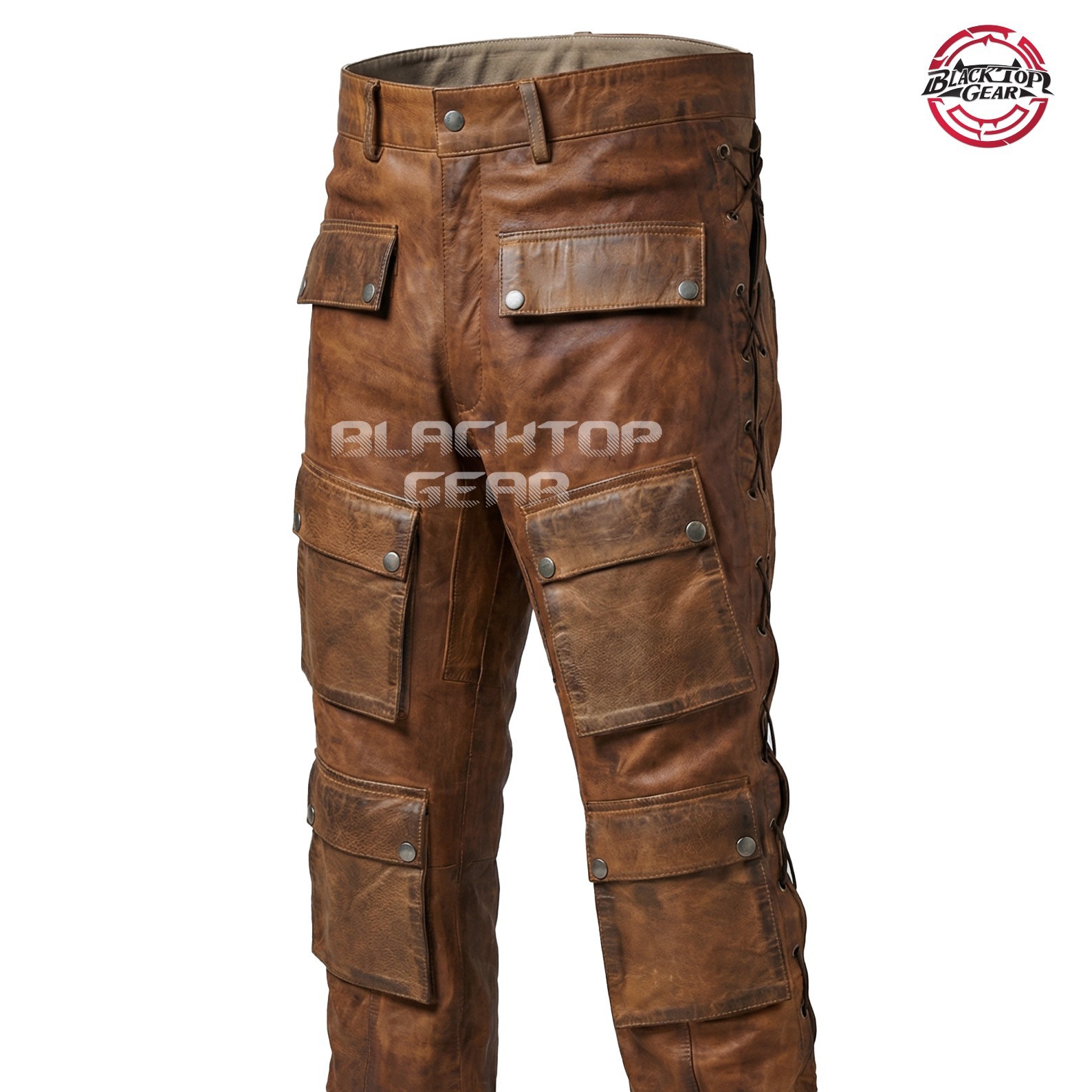 MEN’S REAL COWHIDE LEATHER LEDERHOSEN PANT TROUSER TAN WAXED CUIR JEAN BIKERS
