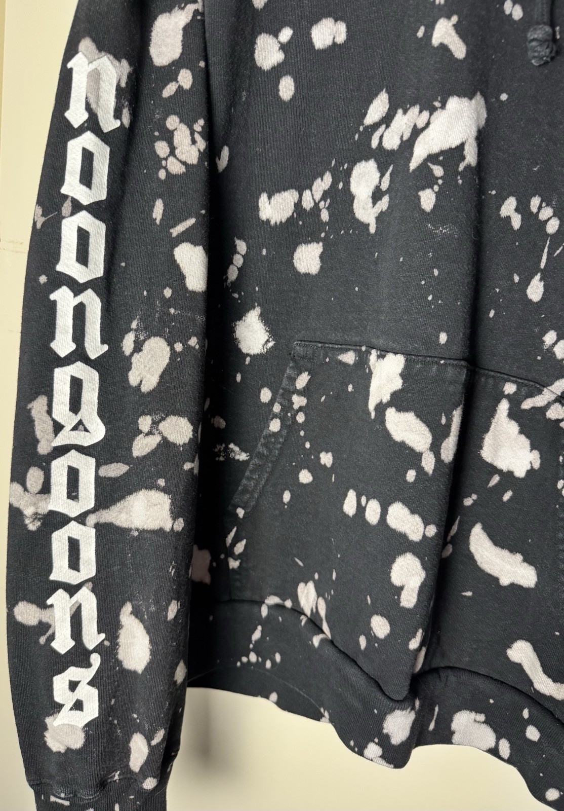NOON GOONS VERTIGO HOODIE XL Gothic Logo HVY WGT Cotton BLEACH SPLAT RARE HTF