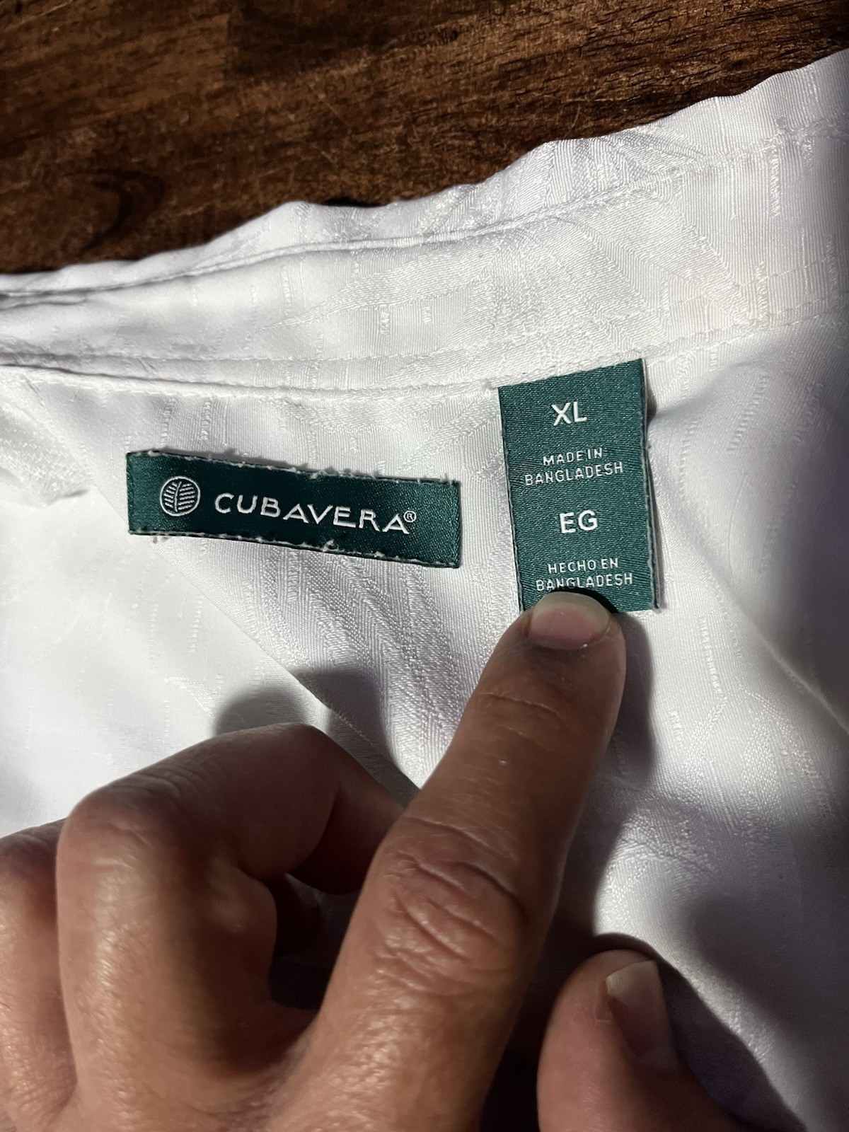 XL Cubavera White/ White Floral Short Sleeve Button Down With Collar
