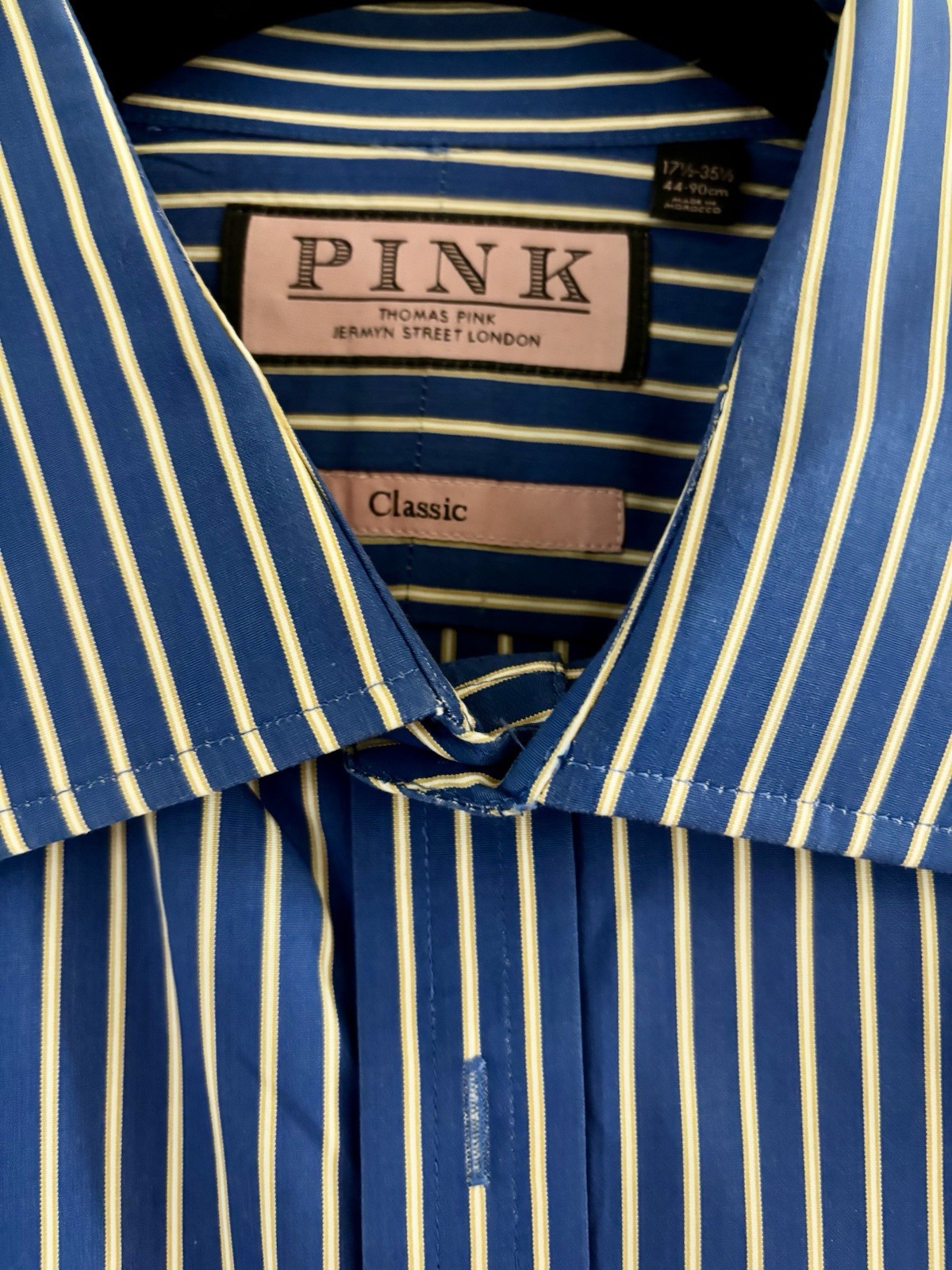 Lot Of 2 Thomas Pink Button Down 17 1/2-35 1/2 French Cuff Shirts 1 Pink 1 Blue