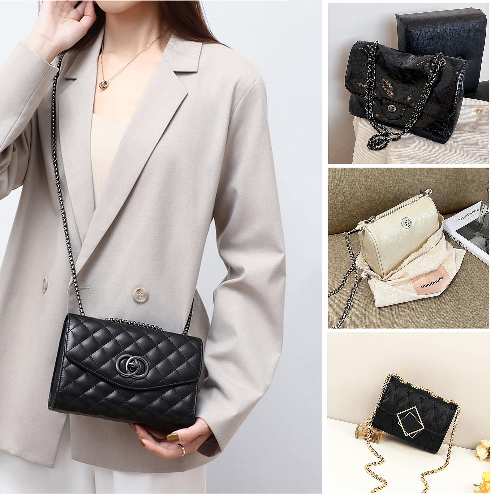 4 Sizes Flat Purse Chain Strap Cross Body Replacement Strap with Mental Buckl…