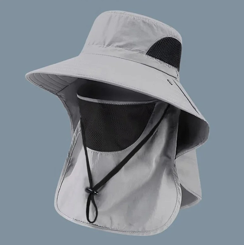 1pc UV Protection Bucket Hat Neck Flap Fishing Hiking Sun Cap Unisex – NEW