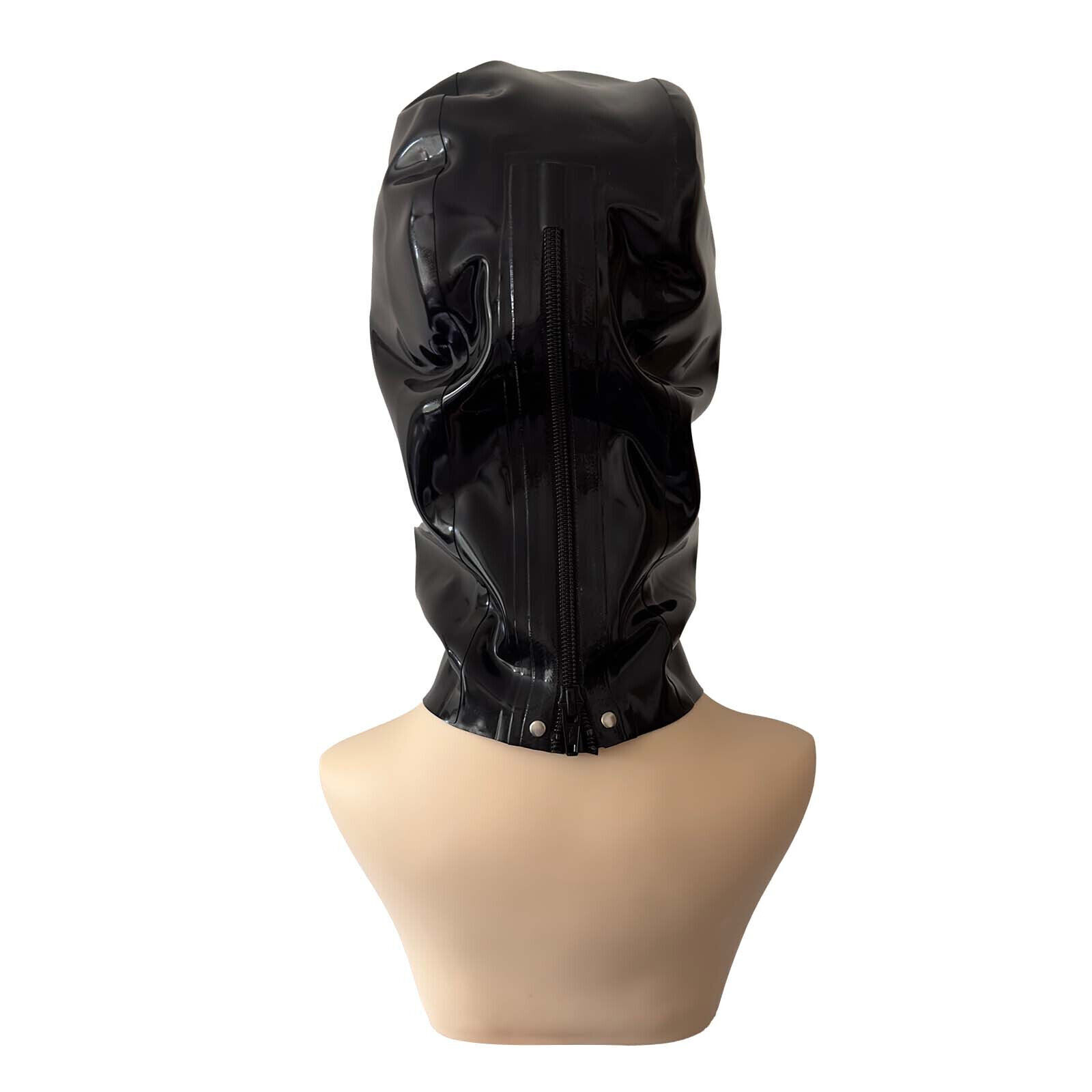 Latex Hood Back Zipper Rubber Mask with Vaginal Party Cosplay Outfit Fetish BDSM