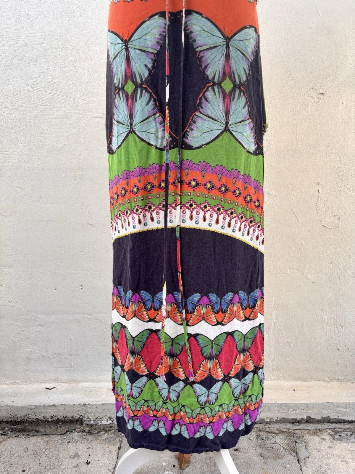 Farm Rio Multi-patterned Butterfly Print Long Maxi Skirt Drawstring Waist Size S