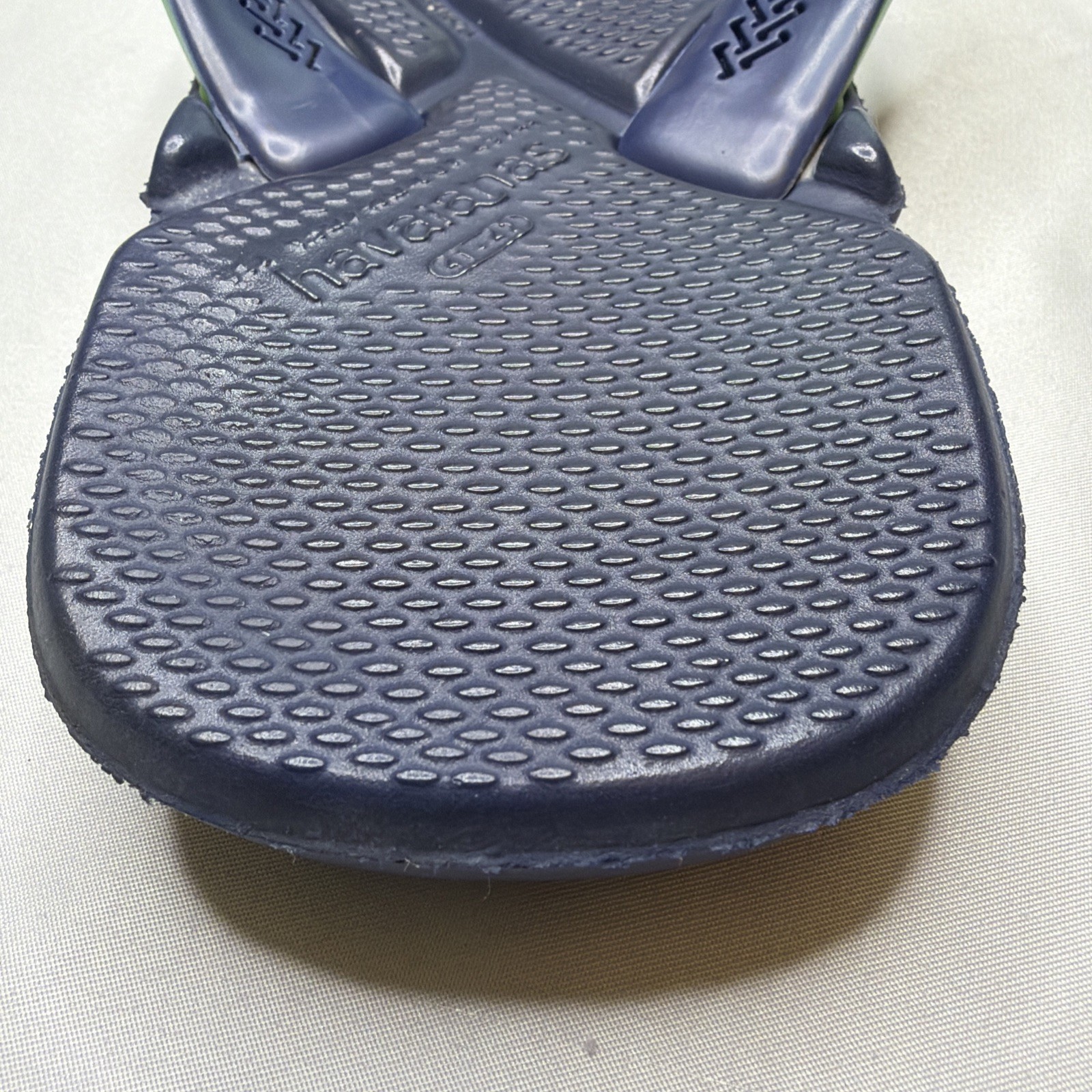 Havaianas Power Flip Flops Mens Size 9 To 10 Navy Blue Green Thong Sandals Beach