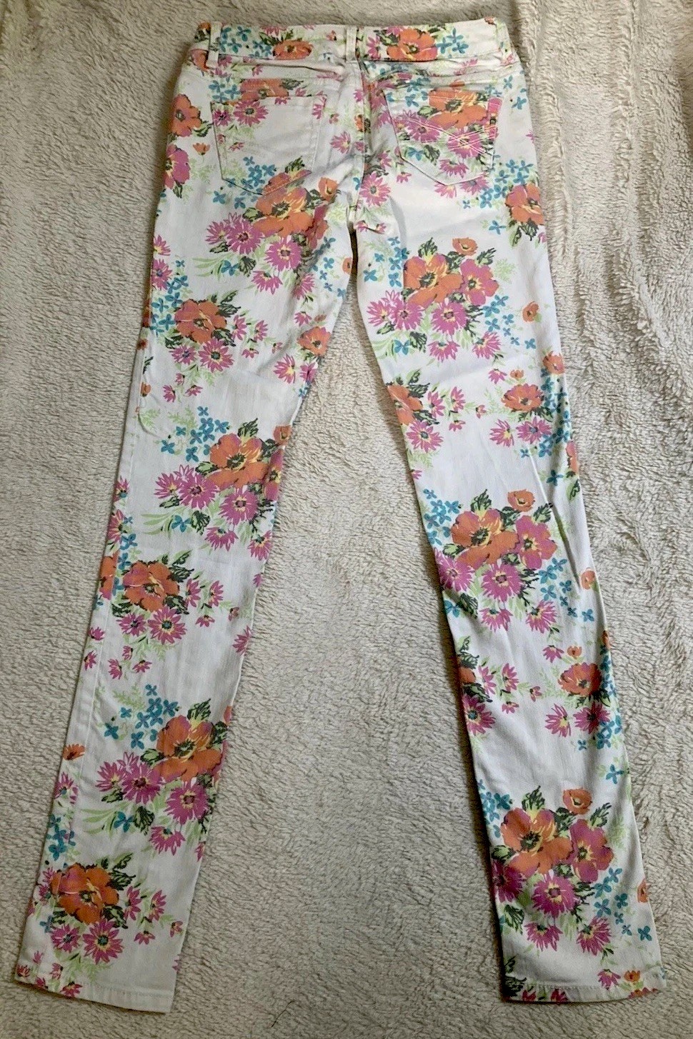 Aéropostale Y2K Floral Skinny Denim Ashley Jeans White Women’s 5-Pocket Reg