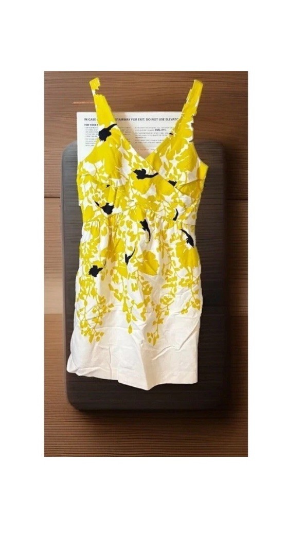 Womens Floral Sleeveless Tank Top Yellow White Black Regular Size L