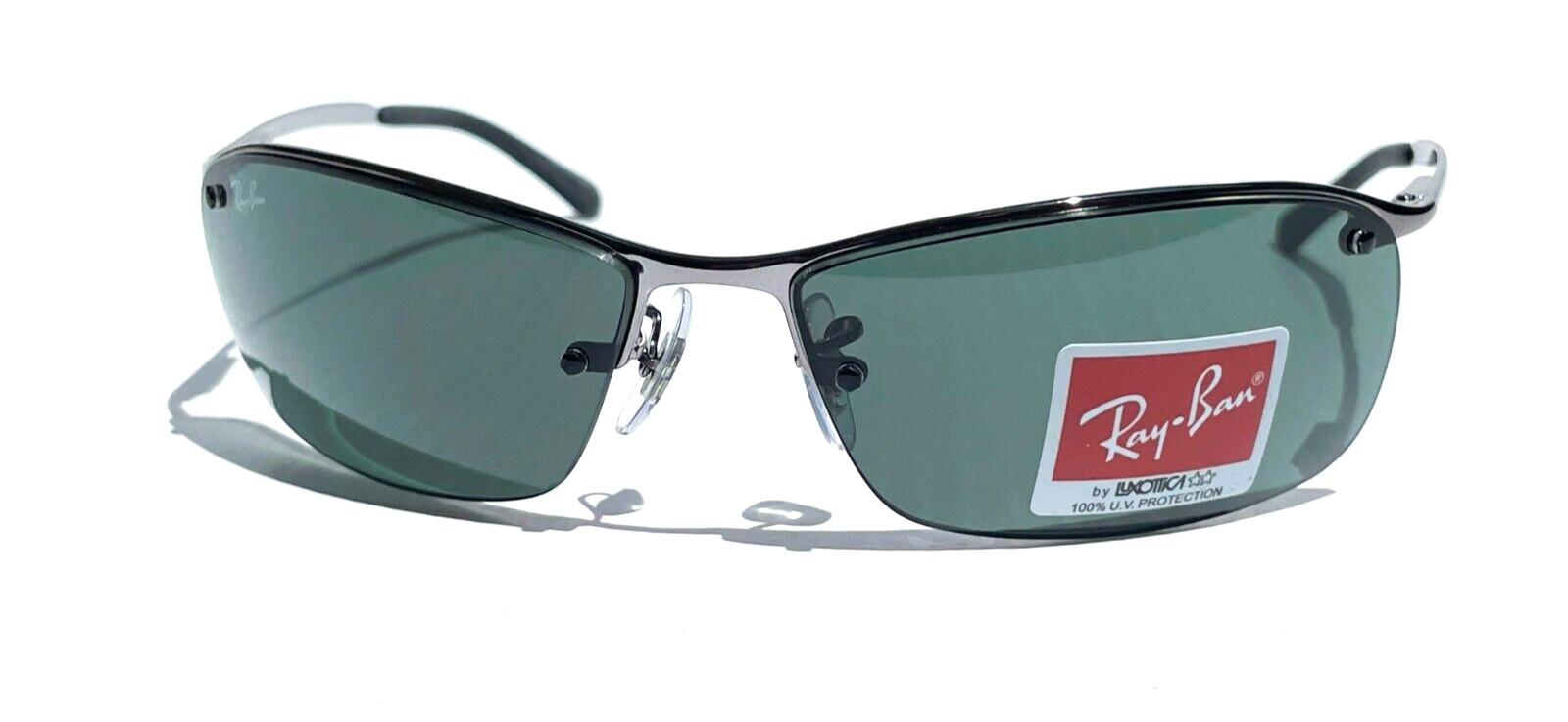 NEW Ray Ban Gunmetal UV PROTECTIVE Dark Green Lens Sunglass RB 3183 004/71