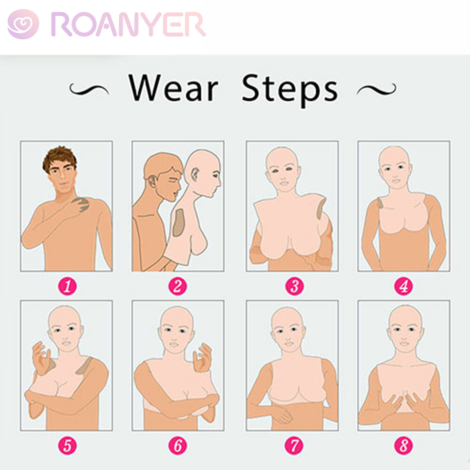 Roanyer Silicone May Mask with Breast Form Female Fake Face Crossdresser