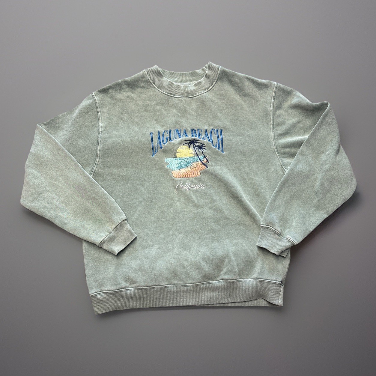Pacsun Laguna Beach California Sweatshirt Womens Small Crewneck Faded Blue Surf