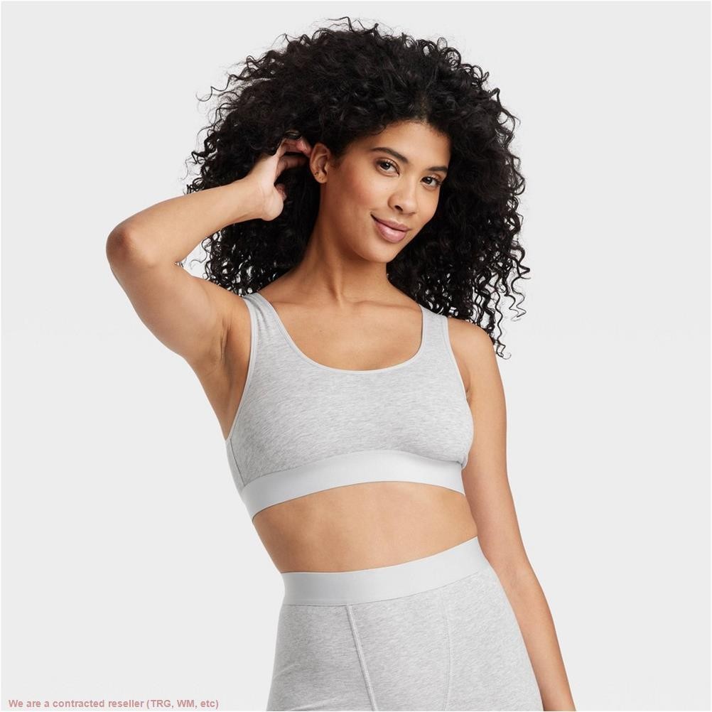 Women’s Cotton Stretch Unlined Scoop Bralette – Auden Gray L *SEE DEAL!!!*