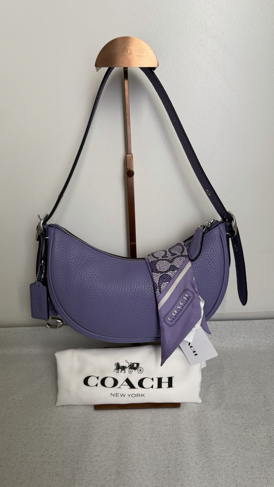 Coach CC439 LUNA Shoulder Bag In LIGHT VIOLET Plus Monogram Silk Scarf
