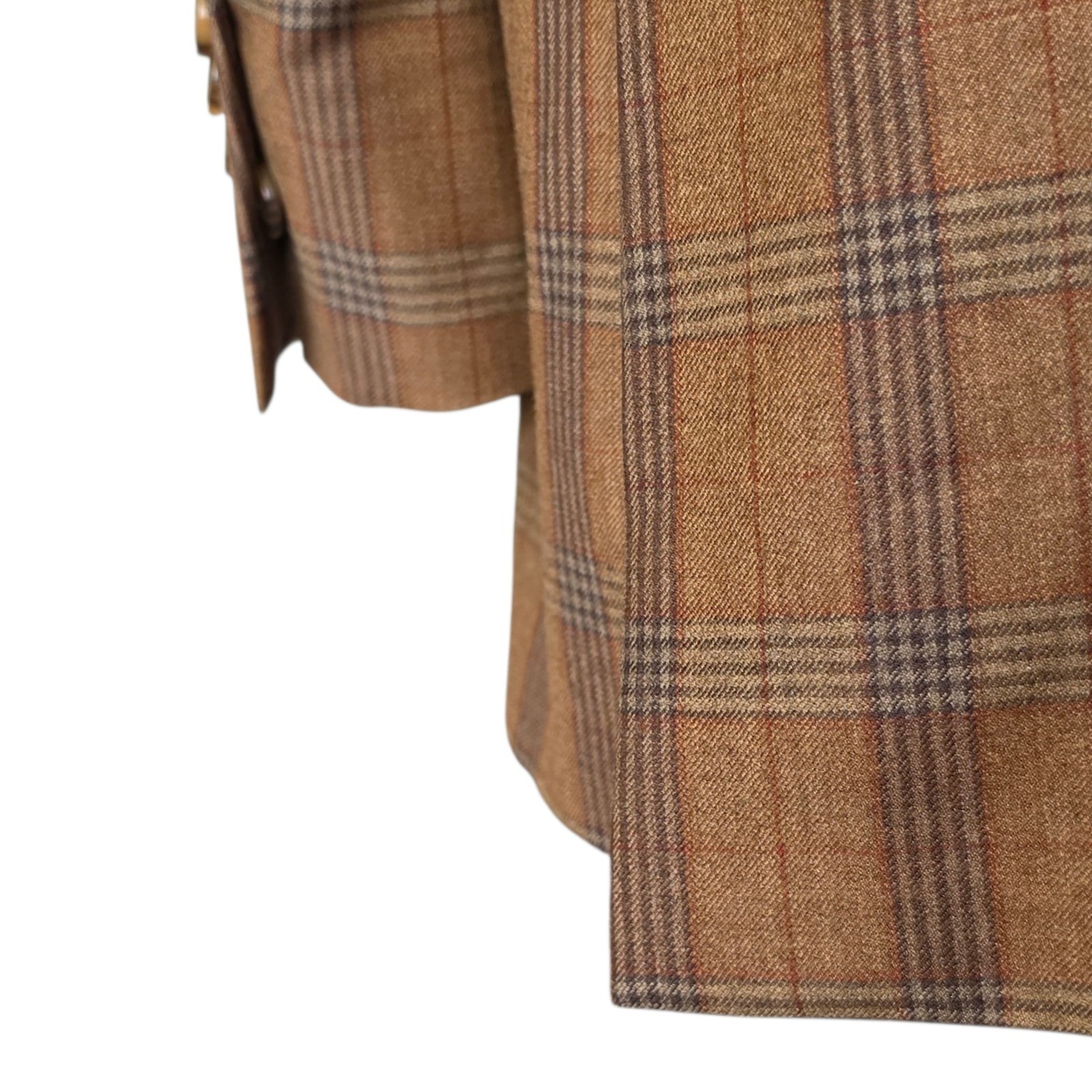 Bespoke Plaid Blazer 46r Full Canvas Working Cuff Patch Pocket Dual Vent