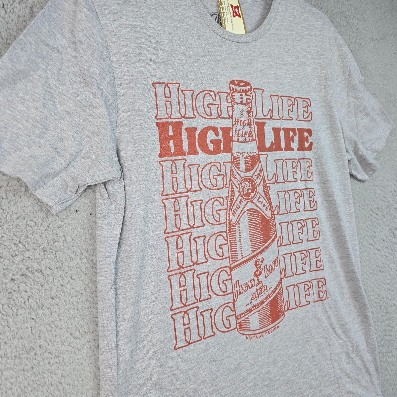 MILLER HIGHLIFE BEER Shirt Mens Medium Gray Casual BREWING Lager Party Bar NWT
