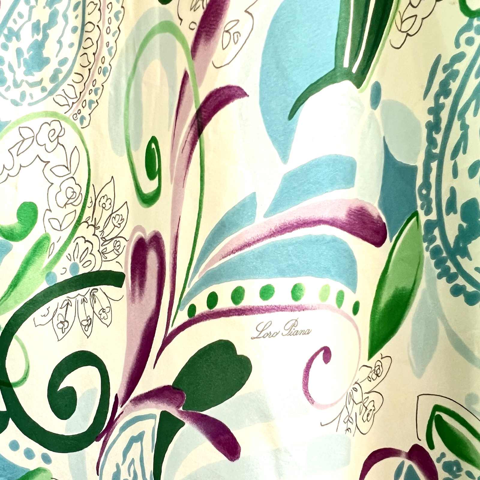 Loro Piana Silk Maxi Wrap Skirt Green Paisley Italy High Waist