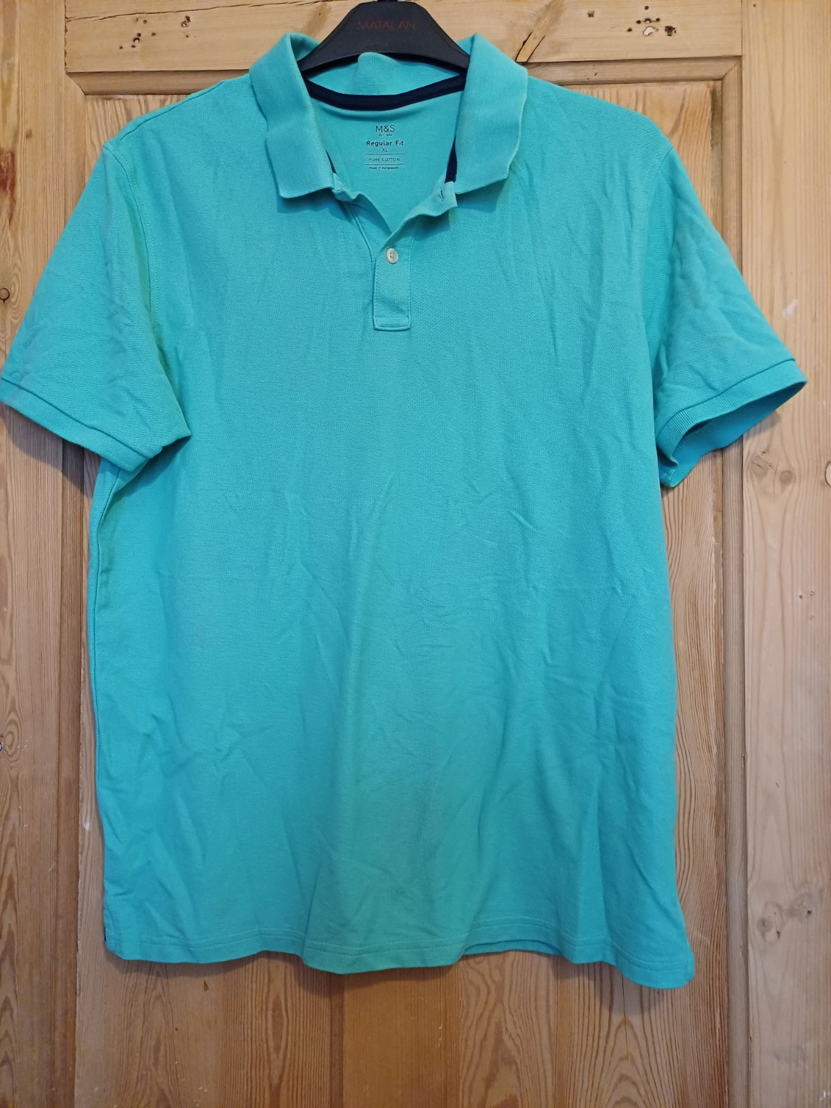 M&S Men’s Jade Green Polo Shirt Size XL Chest 44-46″ Length 27.5″ 100% Cotton
