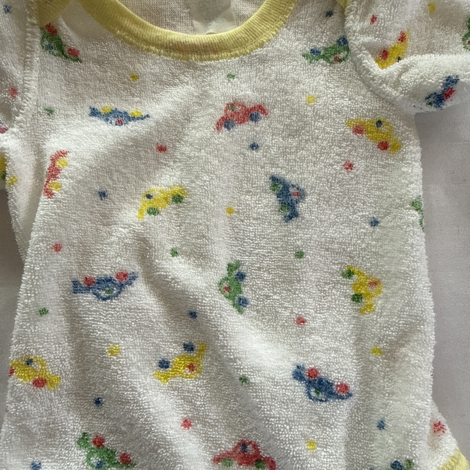 Vintage Curity One Piece Bodysuit Terry Fabric Cars 14-18 lbs Small