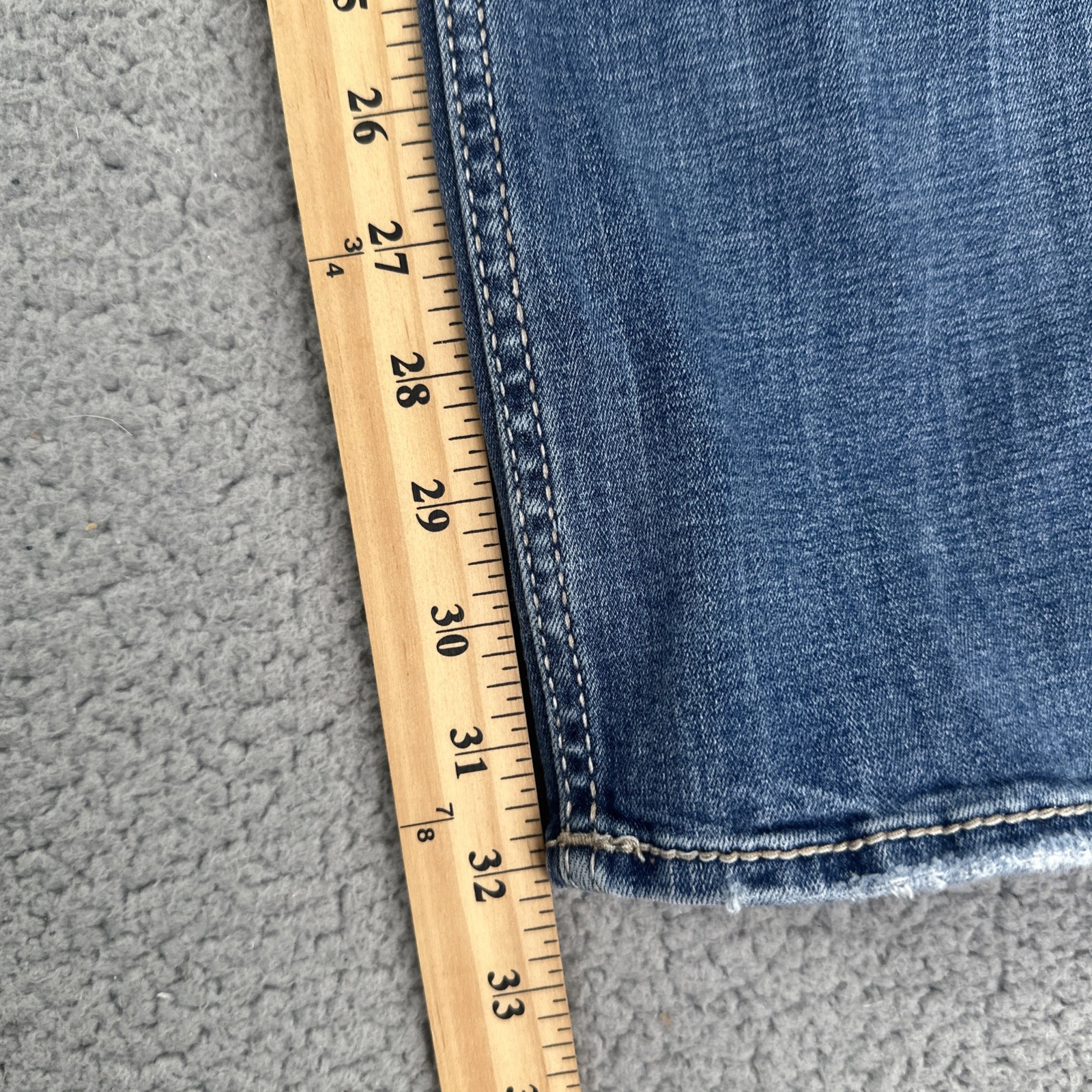 BKE Buckle Alec Slim Straight Jeans Men 32×32 Blue Stretch Whiskered Distressed