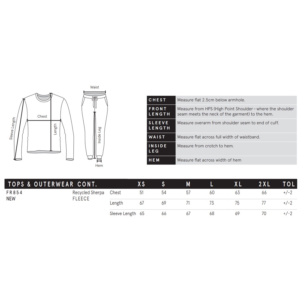 Front Row Recycled sherpa fleece FR854 – 100% Polyester Full Zip