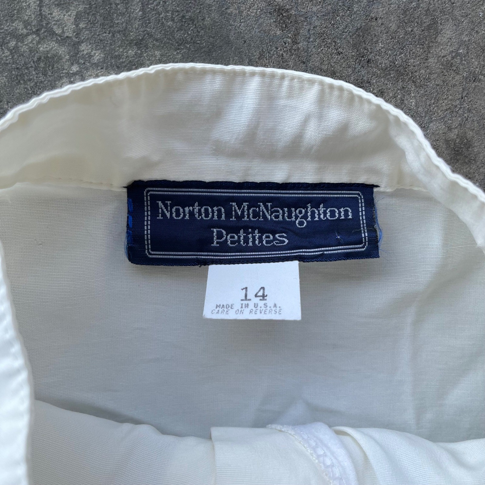 Norton McNaughton Petites Ivory White Embroidered Mandarin Collar Blouse Size 14