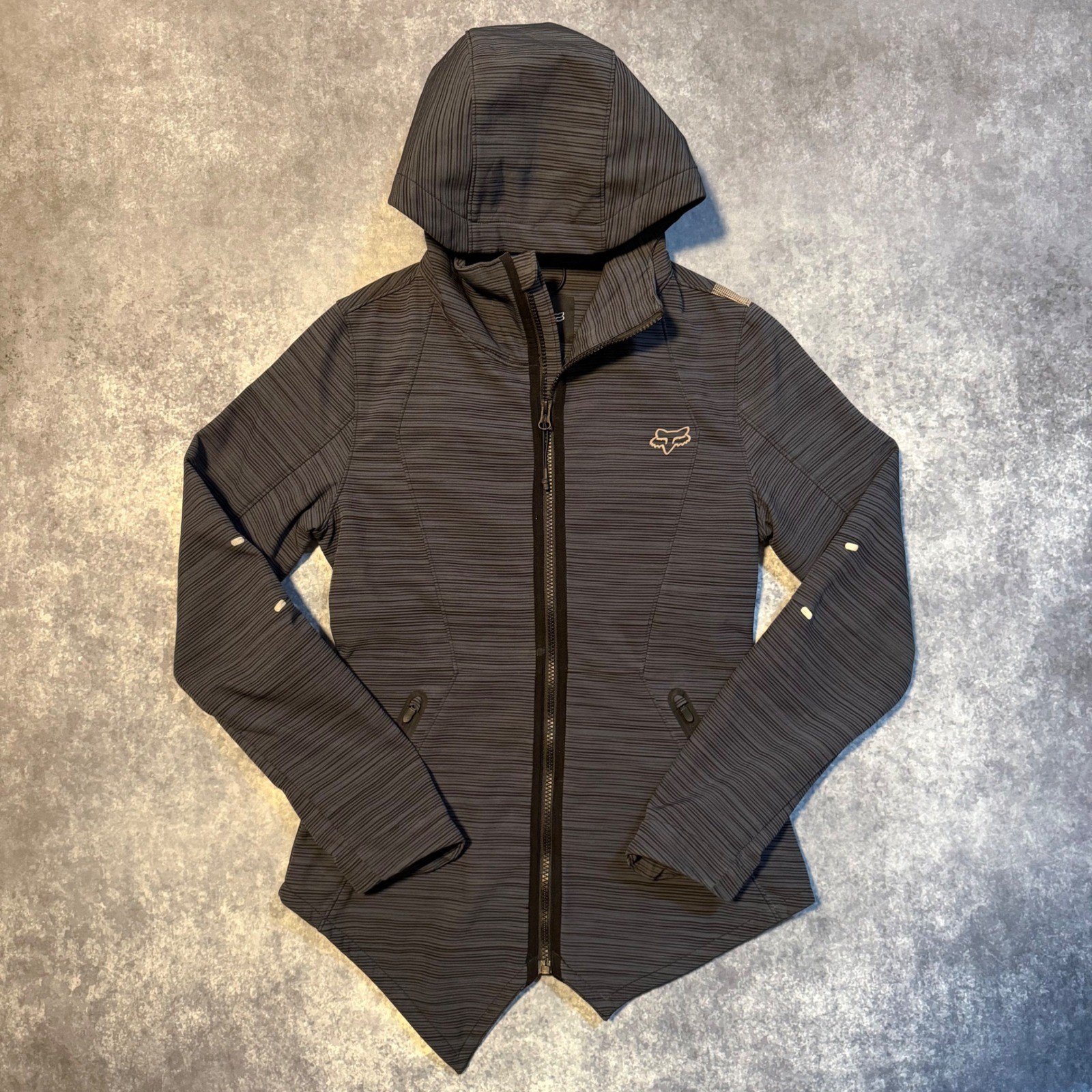 Fox Racing Womens Softshell Hailstorm Jacket Gray Blue Full Zip Small Moto MTB
