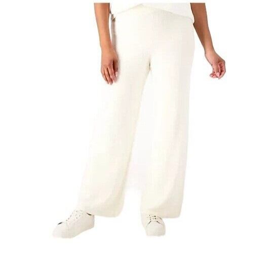 Encore by Idina Menzel Regular Cloud Wide Leg Pant Oyster Large A550329