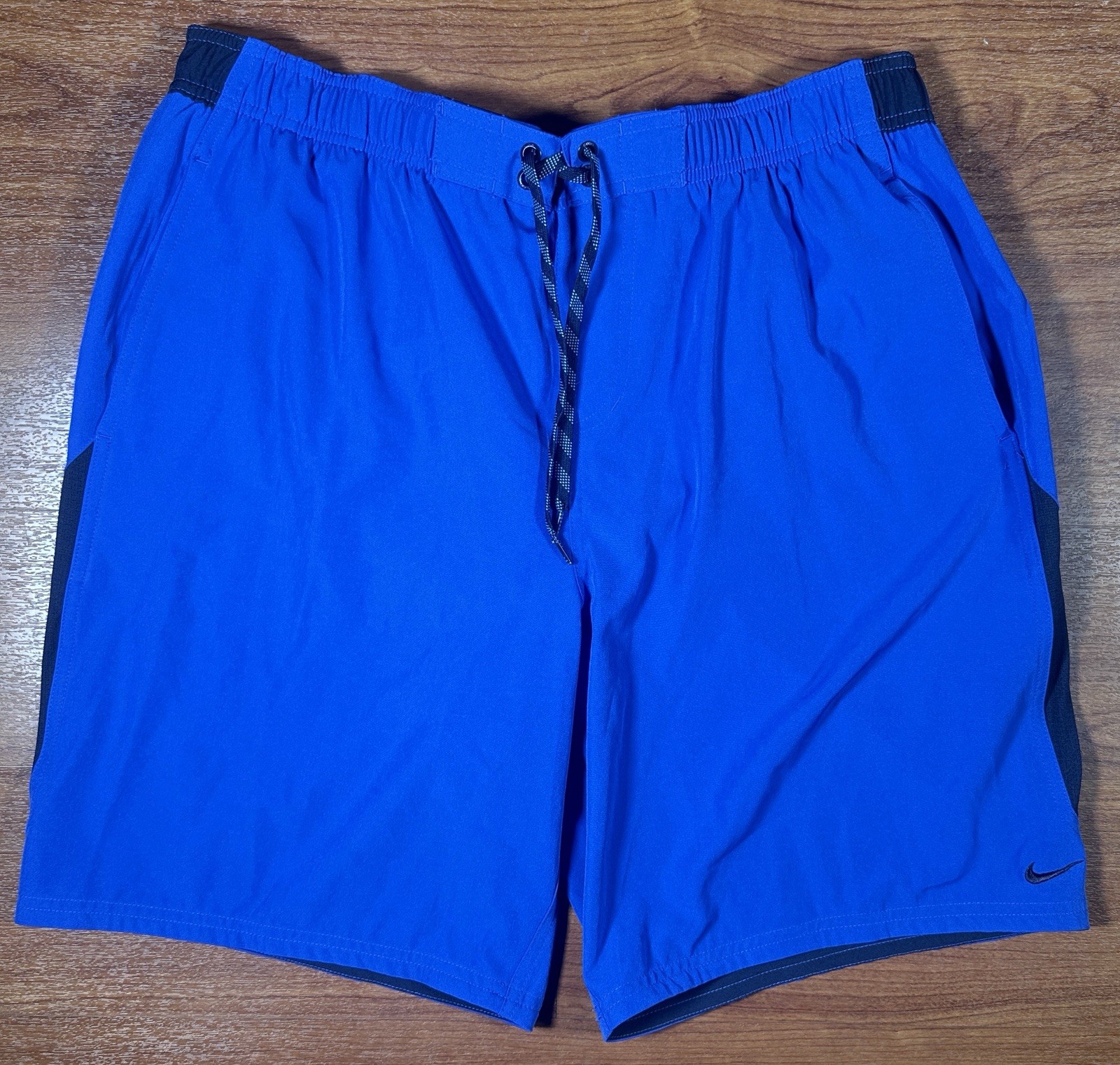 Nike Swim Men’s Core Solid Volley Shorts Blue Black Size XL Drawstring Trunks
