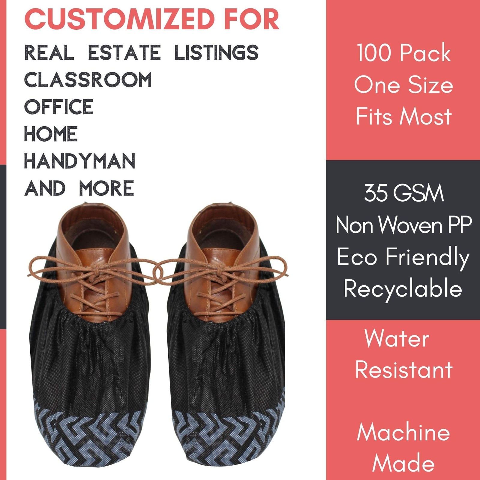 Shoe Covers – 100 Pack, X Large, Extra Thick With Non Skid Soles, Professiona…