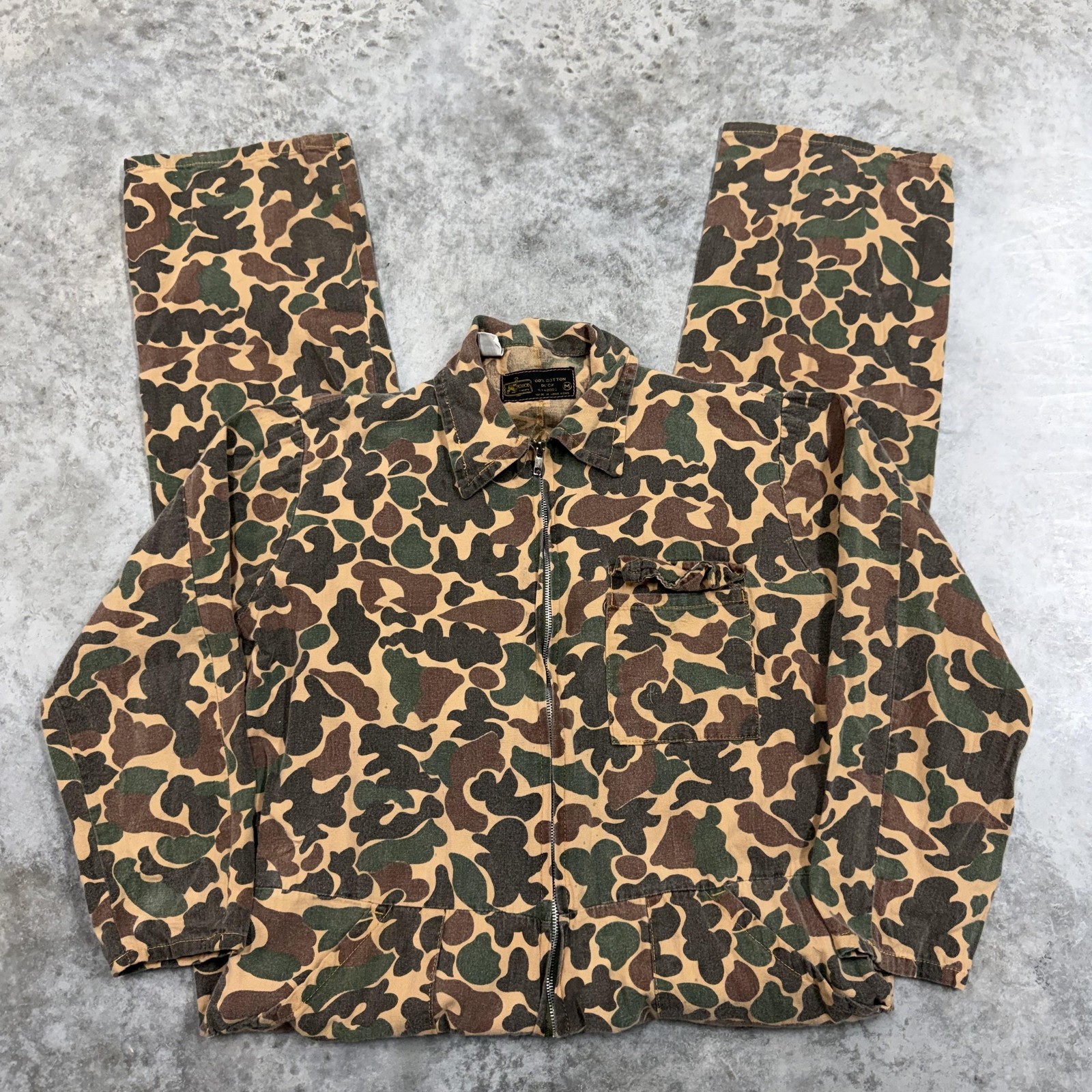 Vintage K-mart Coveralls Mens Medium Camo One Piece Hunting 100% Cotton Duck