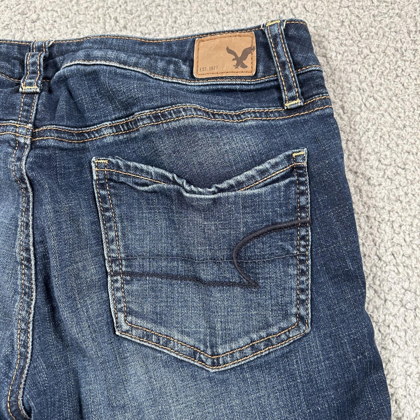 American Eagle Jegging Jeans Womens 6 Blue Mid Rise Super Stretch Denim Pants