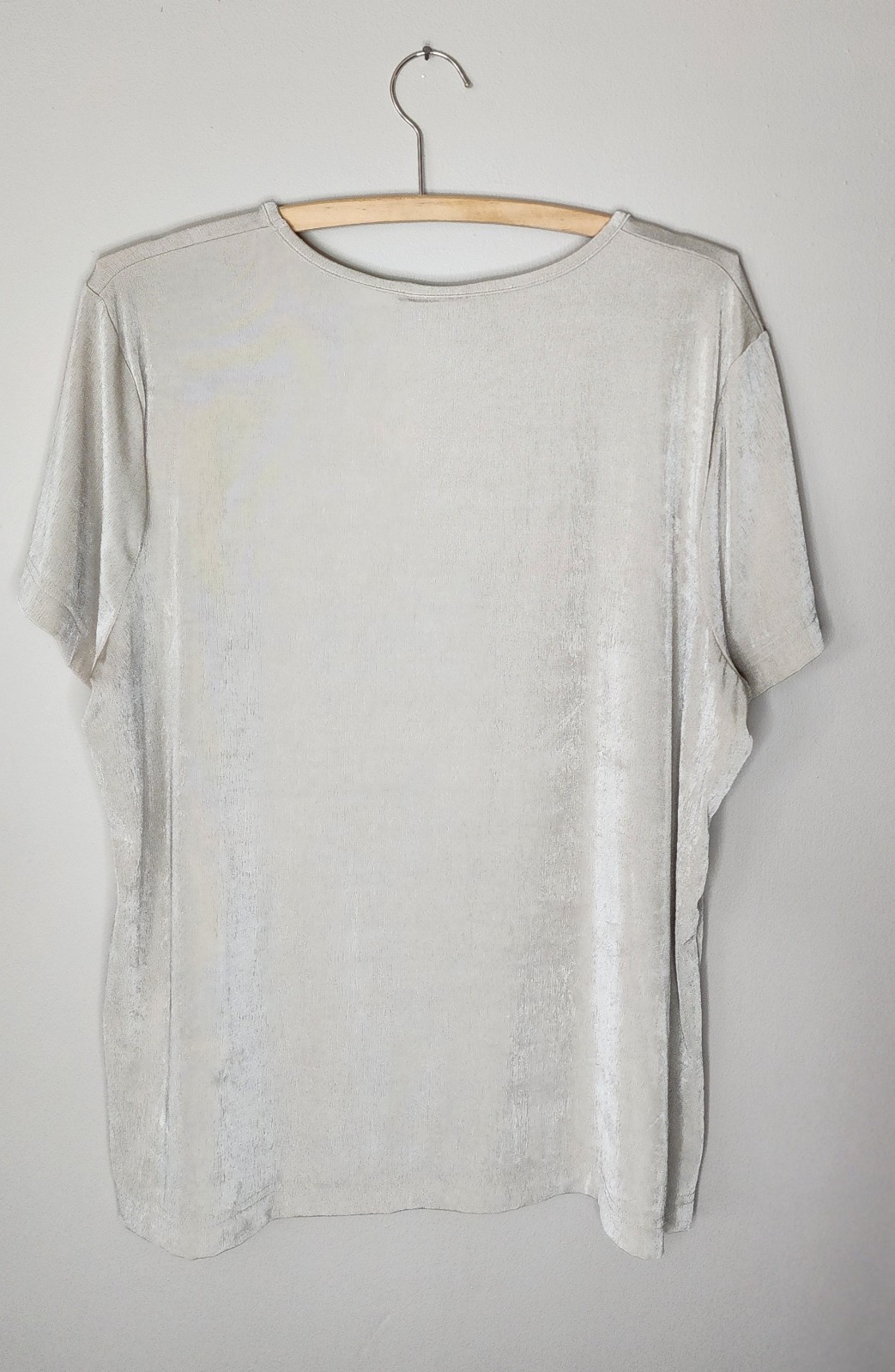 Jaclyn Smith Kmart Metallic Silver Slinky Top Women’s XL NWT Deadstock Y2K