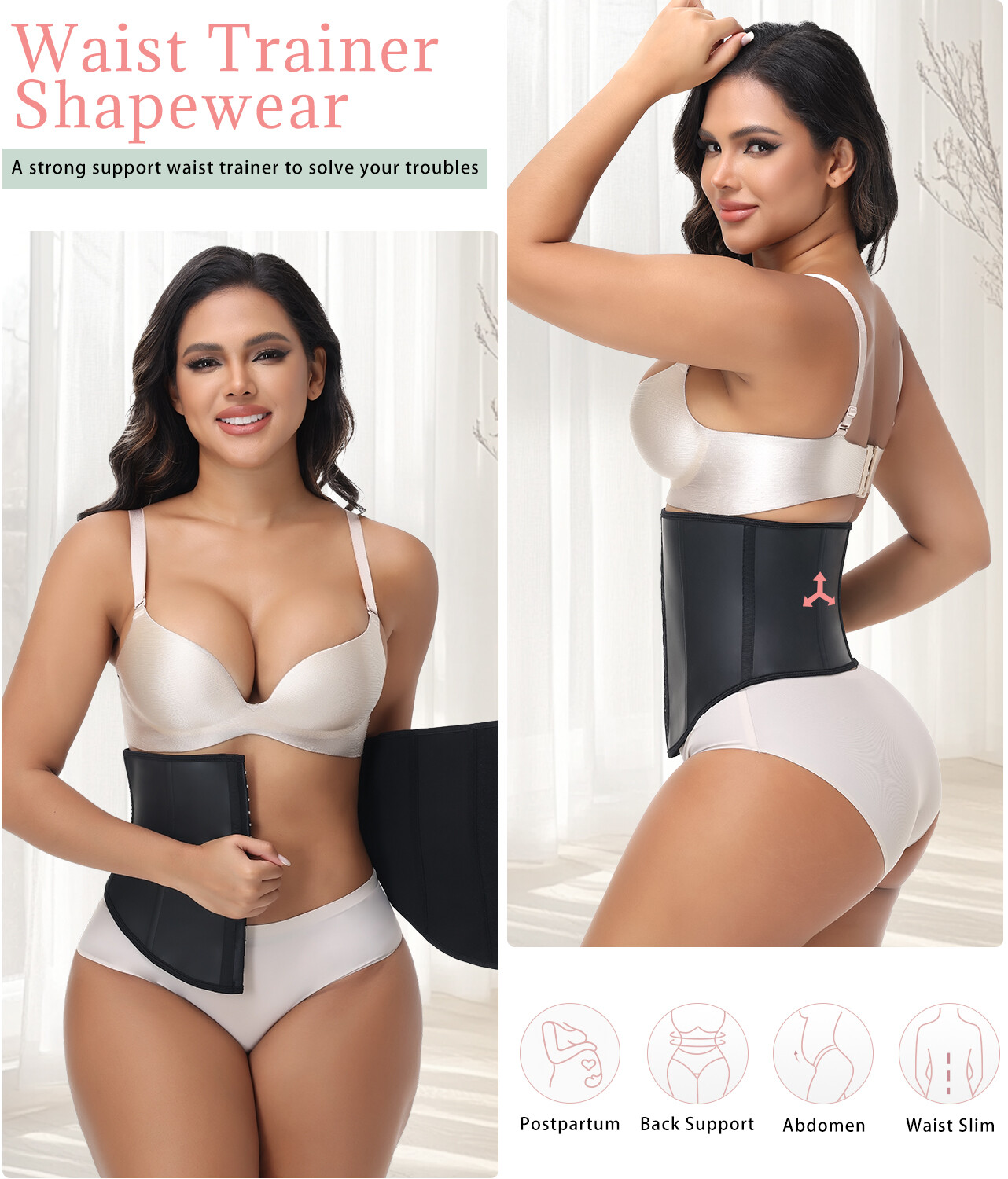 Latex Waist Trainer Corset Tummy Control entrenador de cintura Fajas Body Shaper