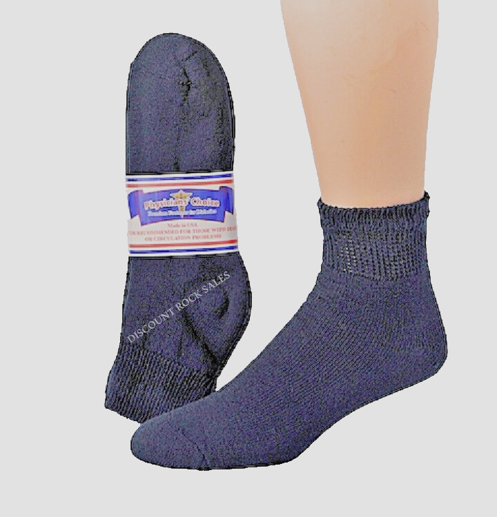 12 Pairs Mens Physicians Choice Cotton Diabetic Navy Ankle Socks USA Made