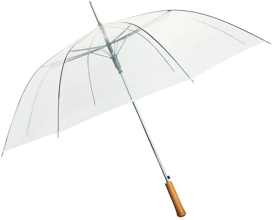 Rain Umbrella – Clear – 48″ Across – Rip-Resistant Material – Auto Open