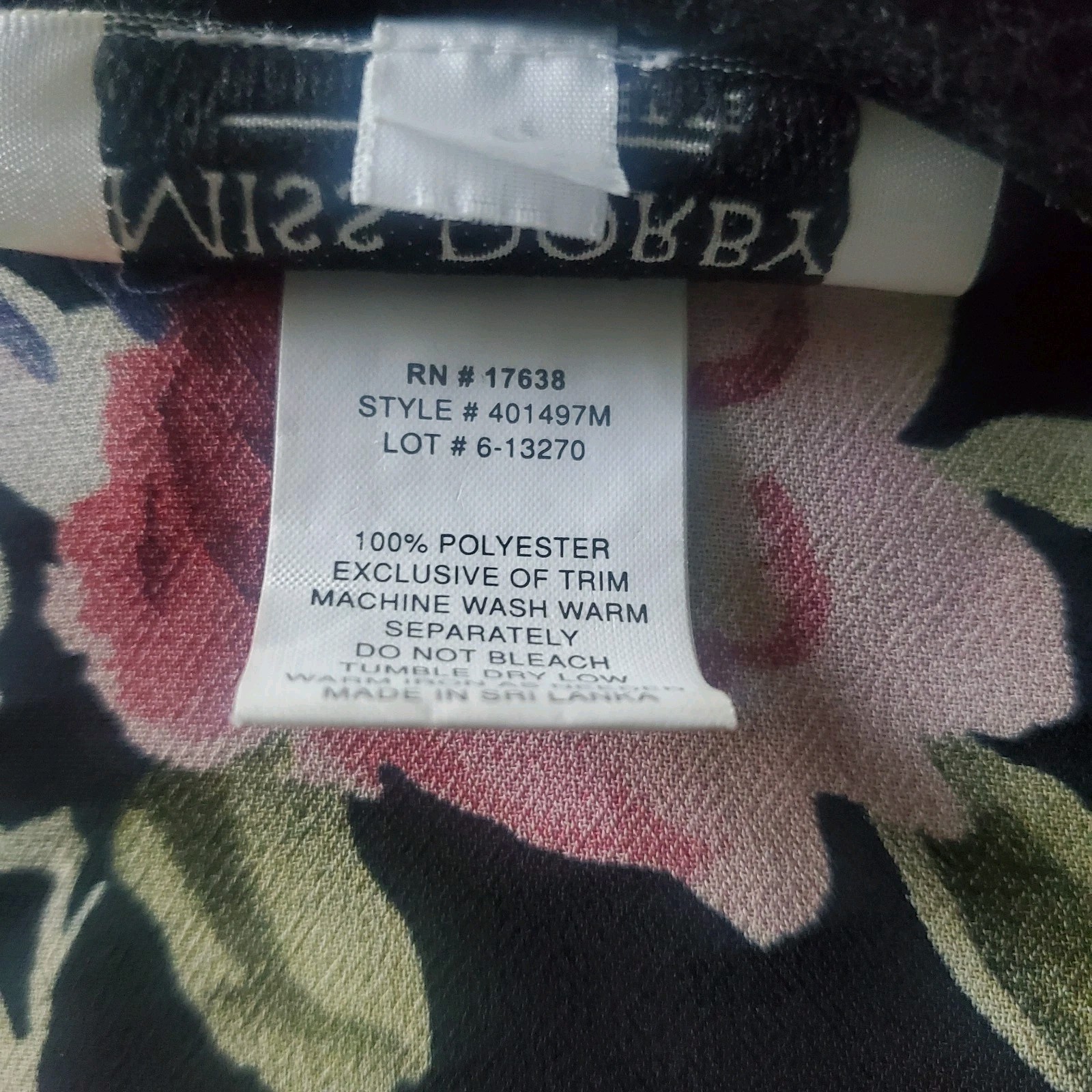 Miss Dorby 16 Petite Black Floral Blouse Semi Sheer Open Front With Tie Peum Hem