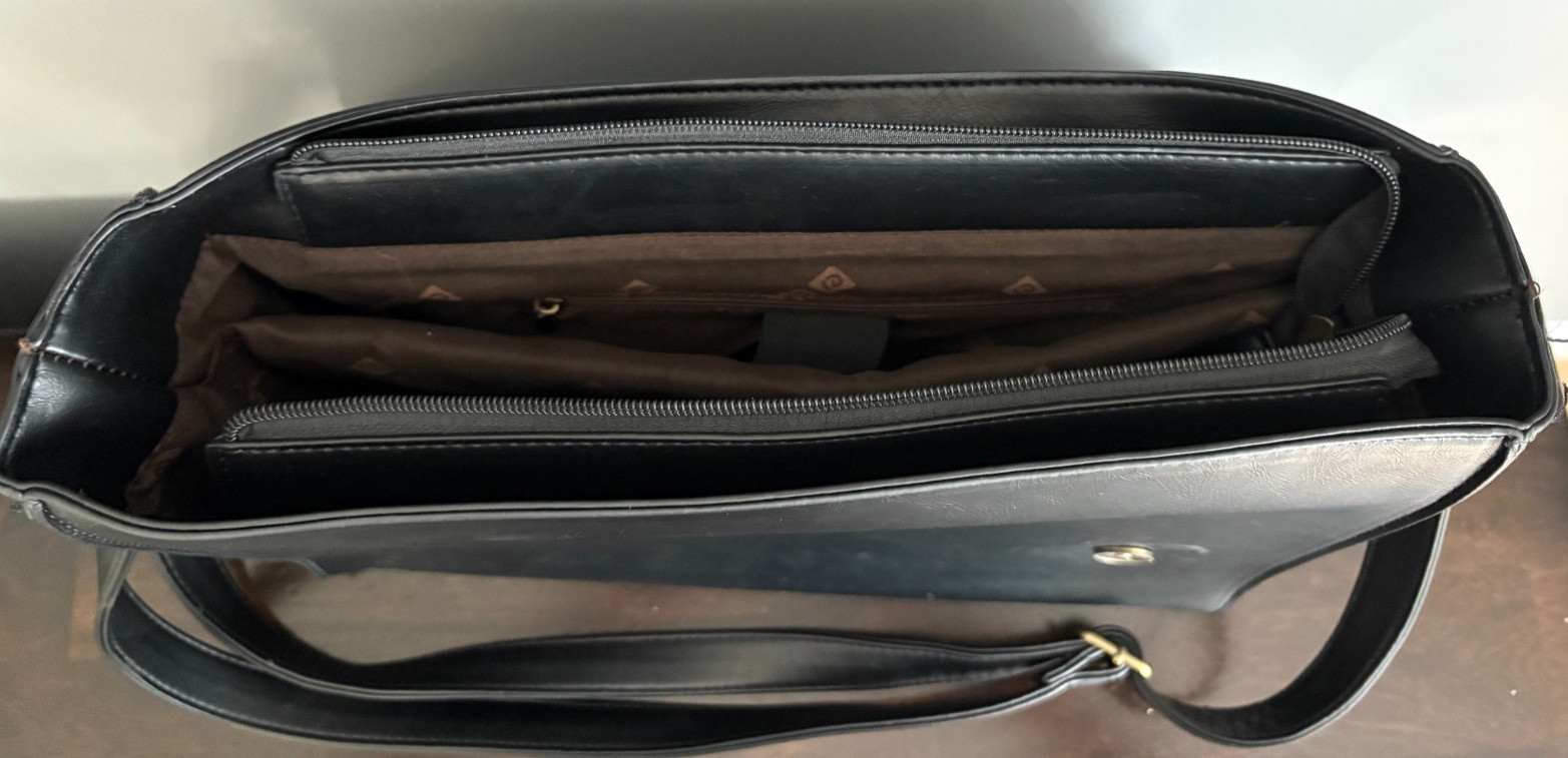 Ecosusi Faux Leather Adjustable Messenger Bag Sturdy Laptop Breifcase Black Bow