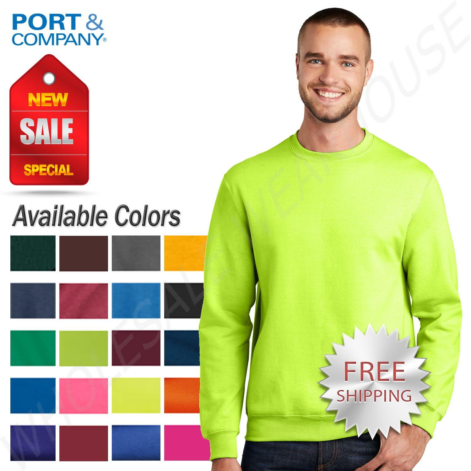 Port & Company Men’s Long Sleeve Rib Knit Collar Crewneck Sweatshirt PC78