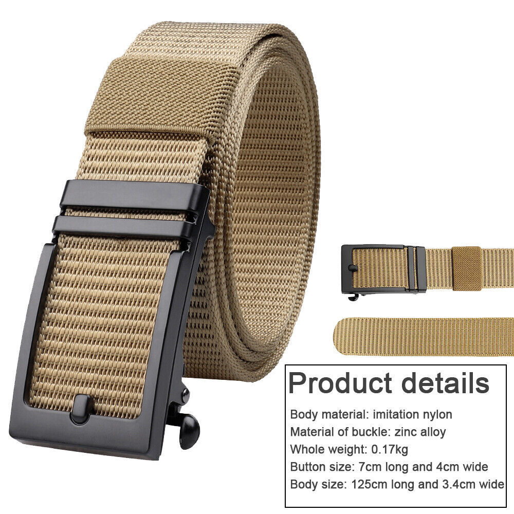 Mens Ratchet Belt Nylon Web Belts for with Automatic Slide Buckle Tactical Belt