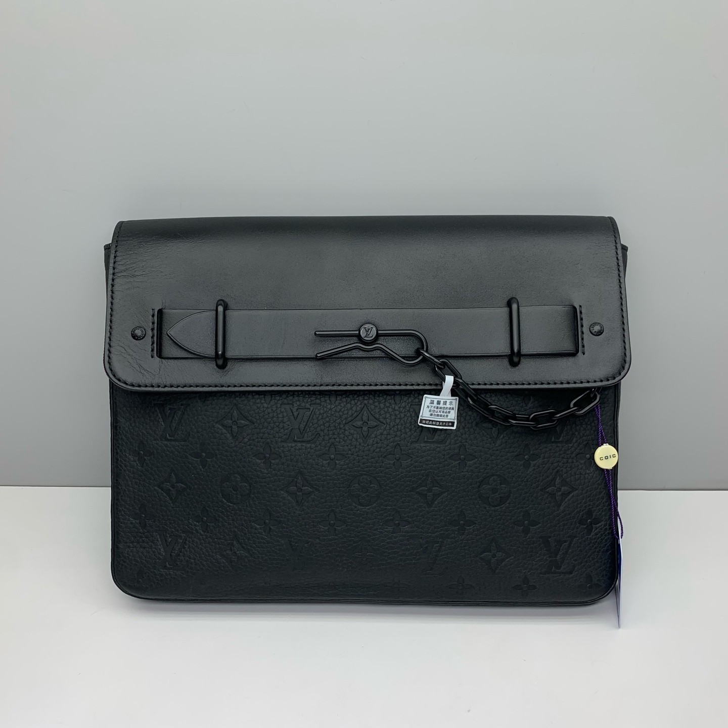 Louis Vuitton Pre-Owned Authentic Steamer Clutch Black Free Shipping 32x22x4cm