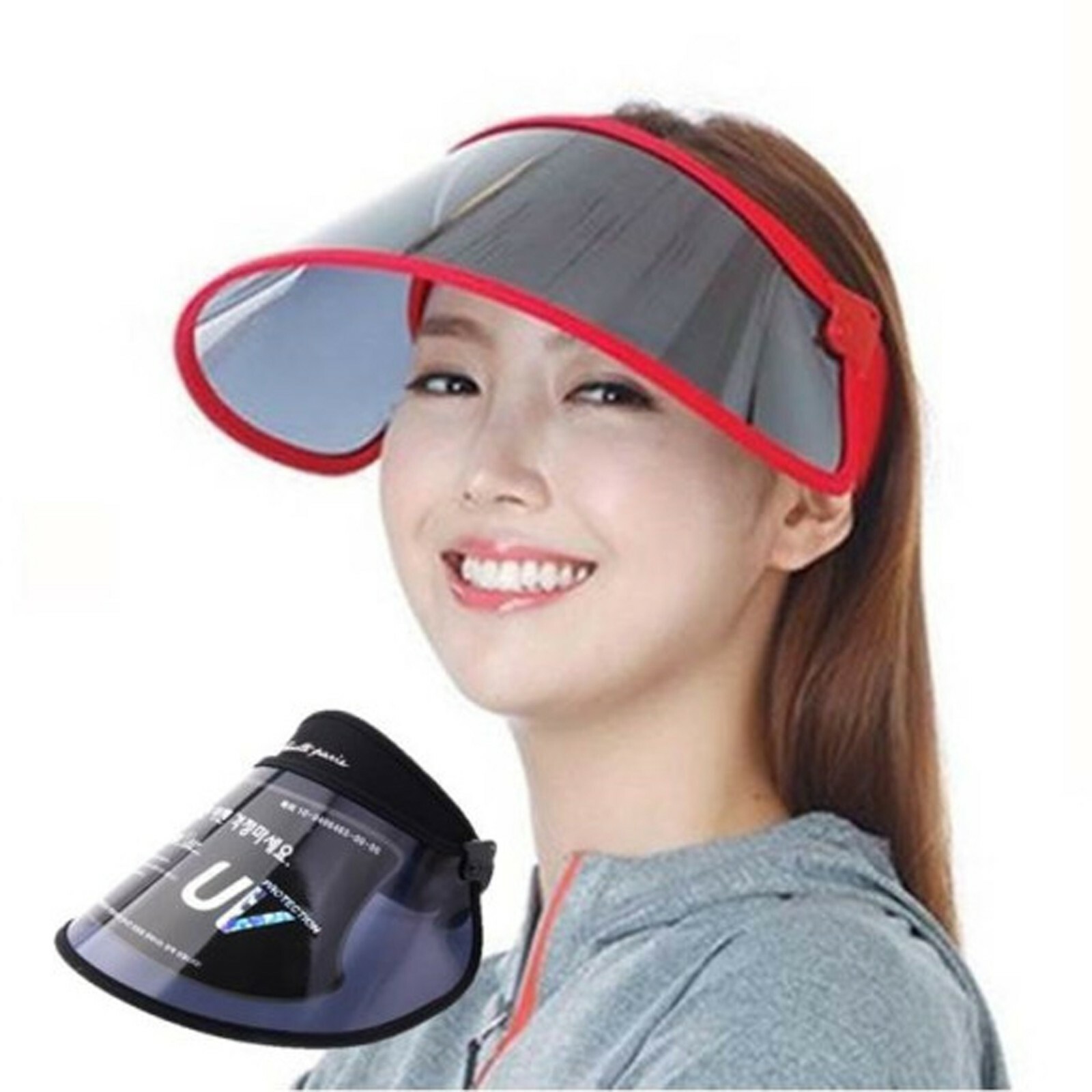 99.9% UV Protection Outdoor Beach Prism Strong Sun Visor Cap Clear Face Shield