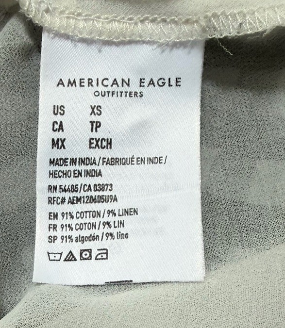 American Eagle Gingham Mini Skirt Size XS Black White Cotton Linen Slit Lined